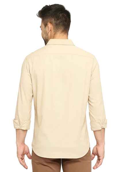 BASICS Mens  BEIGE SLIM SHIRT 23BSH51750 LS