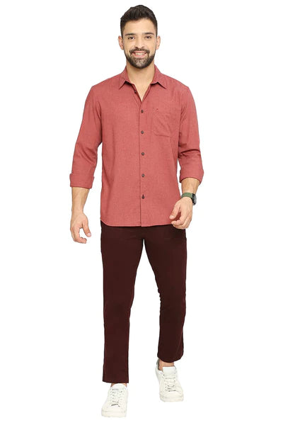 BASICS Mens  RED SLIM SHIRT 23BSH52057 LS