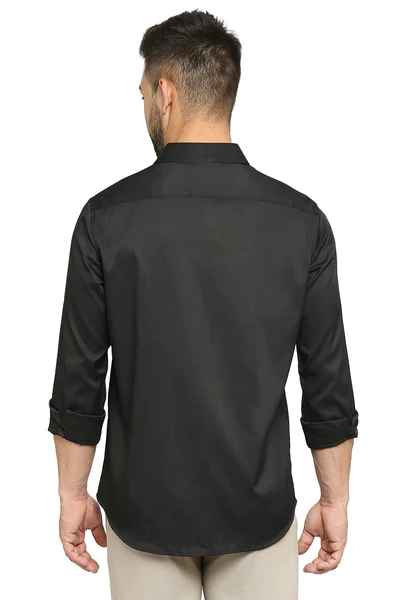 BASICS Mens  BLACK SLIM SHIRT 23BSH51714 LS