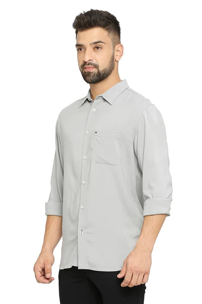 BASICS Mens  GREY SLIM SHIRT 23BSH51881 HS