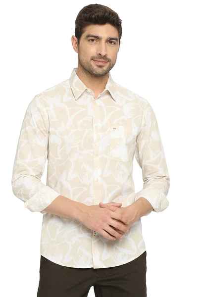 BASICS Mens  BEIGE SLIM SHIRT 23BSH51917 LS