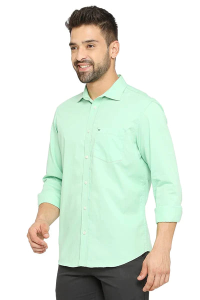 BASICS Mens  GREEN SLIM SHIRT 23BSH51689 LS