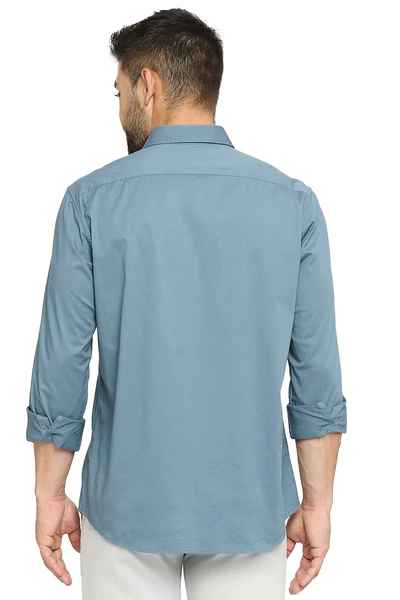 BASICS Mens  BLUE SLIM SHIRT 23BSH51764 LS