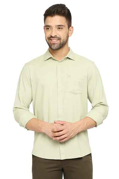 BASICS Mens  OLIVE SLIM SHIRT 23BSH51747 LS