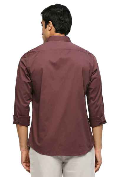 BASICS Mens  MID BROWN SLIM SHIRT 23BSH51765 LS