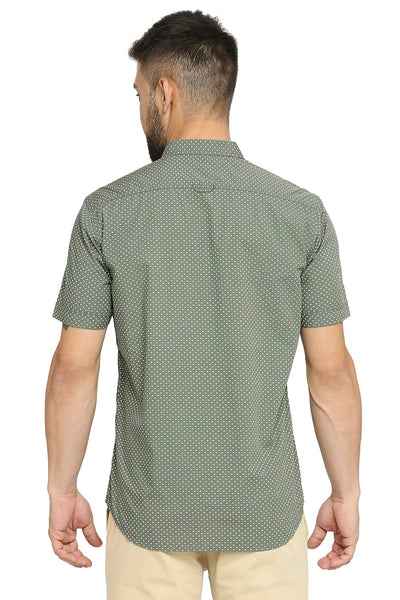 BASICS Mens  GREEN SLIM SHIRT 23BSH51909 HS