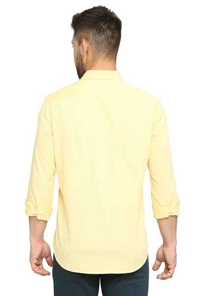 BASICS Mens  YELLOW SLIM SHIRT 23BSH51693 LS