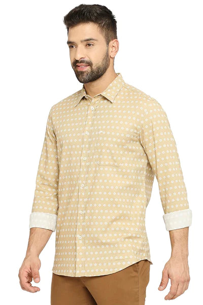 BASICS Mens  BEIGE SLIM SHIRT 23BSH51890 HS