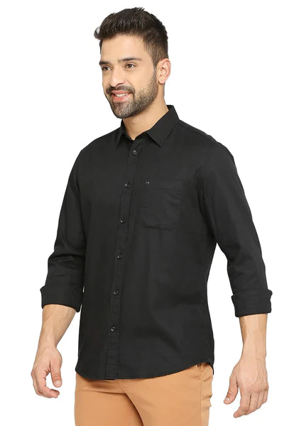 BASICS Mens  BLACK SLIM SHIRT 23BSH51966 HS