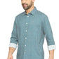 BASICS Mens  TEAL SLIM SHIRT 23BSH51831 LS