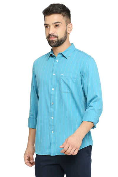 BASICS Mens  BLUE SLIM SHIRT 23BSH51644 HS