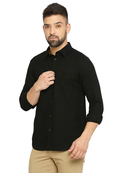 BASICS Mens  BLACK SLIM SHIRT 23BSH51526 HS