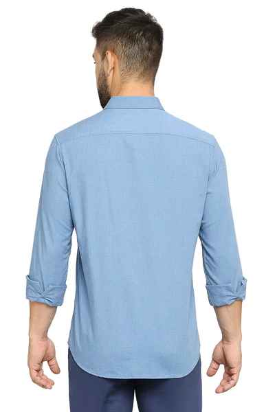 BASICS Mens  BLUE SLIM SHIRT 23BSH52059 LS