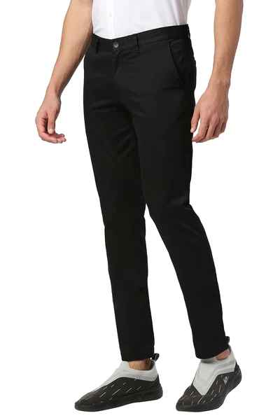 BASICS Mens  BLACK TAPERED TROUSER 22BTR51023 FLATFRONT