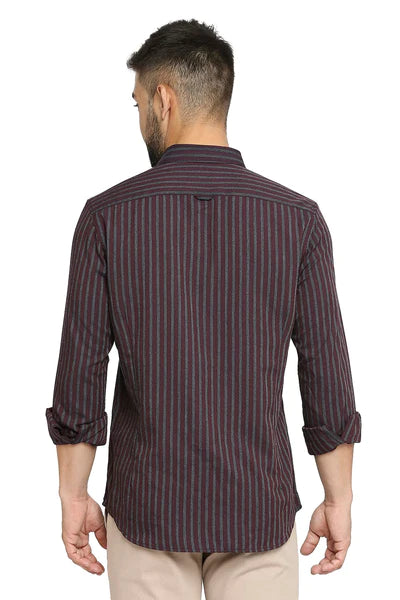 BASICS Mens  MAROON SLIM SHIRT 23BSH51955 LS