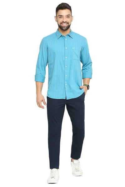 BASICS Mens  BLUE SLIM SHIRT 23BSH51644 HS