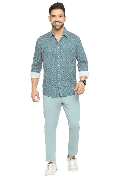 BASICS Mens  TEAL SLIM SHIRT 23BSH51831 LS