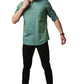 BASICS Mens  GREEN SLIM SHIRT 23BSH52252 LS