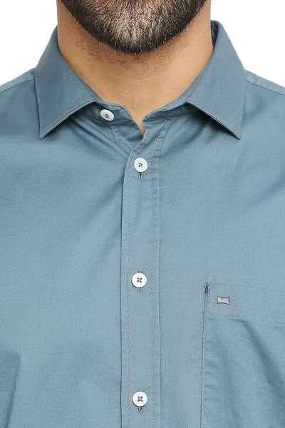 BASICS Mens  BLUE SLIM SHIRT 23BSH51764 LS