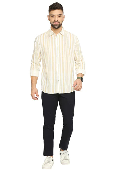 BASICS Mens  BEIGE SLIM SHIRT 23BSH51813 LS