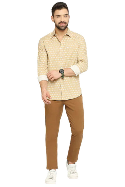 BASICS Mens  BEIGE SLIM SHIRT 23BSH51890 HS