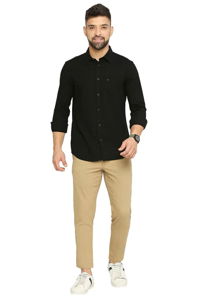 BASICS Mens  BLACK SLIM SHIRT 23BSH51526 HS