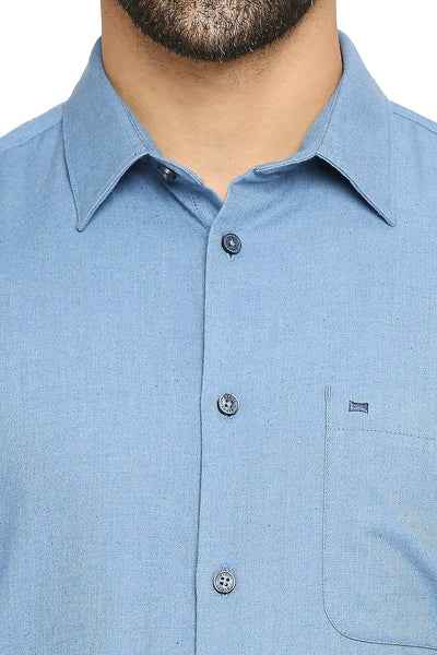 BASICS Mens  BLUE SLIM SHIRT 23BSH52059 LS