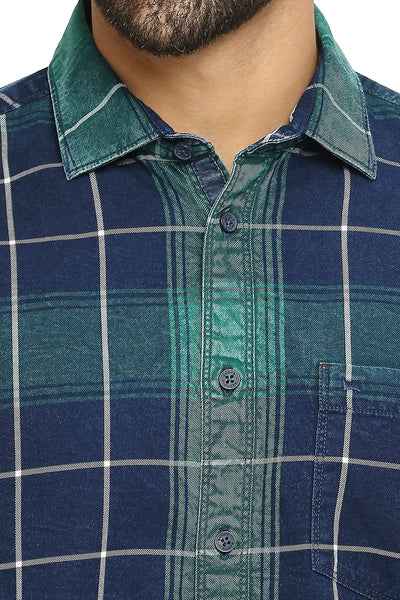 BASICS Mens  GREEN SLIM SHIRT 23BSH51707 LS