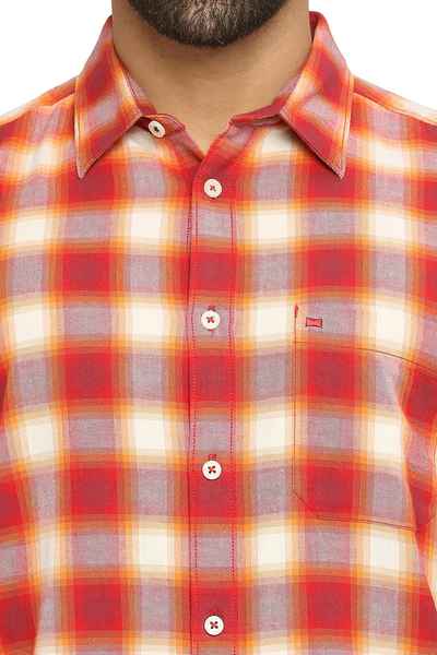 BASICS Mens  RED SLIM SHIRT 23BSH51735 HS