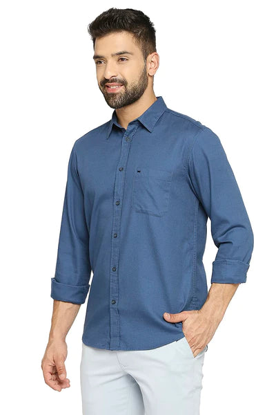 BASICS Mens  BLUE SLIM SHIRT 23BSH51963 HS