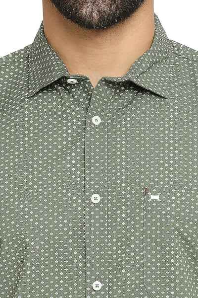 BASICS Mens  GREEN SLIM SHIRT 23BSH51909 HS