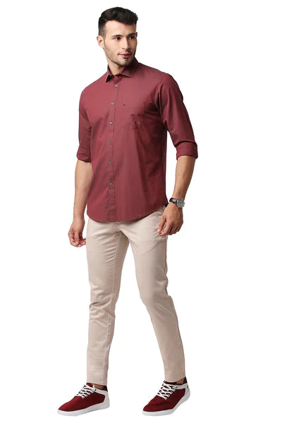 BASICS Mens  RED SLIM SHIRT 23BSH52253 LS