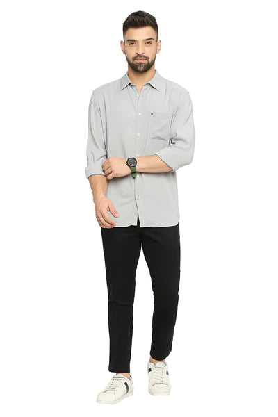 BASICS Mens  GREY SLIM SHIRT 23BSH51881 HS