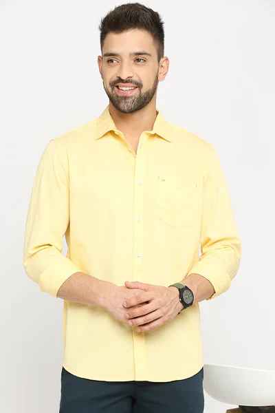 BASICS Mens  YELLOW SLIM SHIRT 23BSH51693 LS