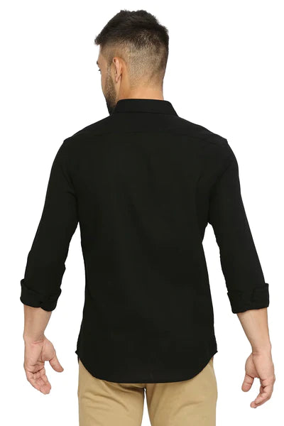 BASICS Mens  BLACK SLIM SHIRT 23BSH51526 HS