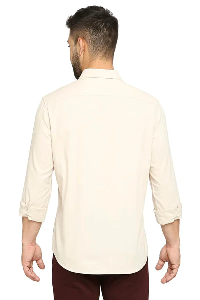 BASICS Mens  BEIGE SLIM SHIRT 23BSH52055 LS