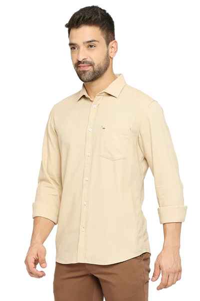 BASICS Mens  BEIGE SLIM SHIRT 23BSH51750 LS