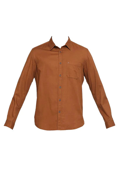 BASICS Mens  BROWN SLIM SHIRT 23BSH51962 HS