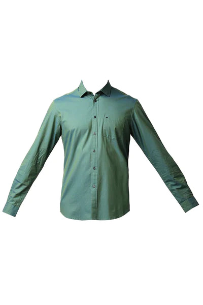 BASICS Mens  GREEN SLIM SHIRT 23BSH52252 LS