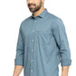 BASICS Mens  BLUE SLIM SHIRT 23BSH51764 LS