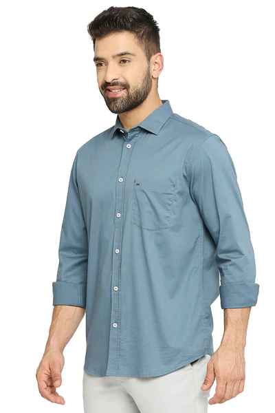 BASICS Mens  BLUE SLIM SHIRT 23BSH51764 LS