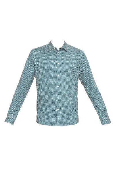 BASICS Mens  TEAL SLIM SHIRT 23BSH51831 LS