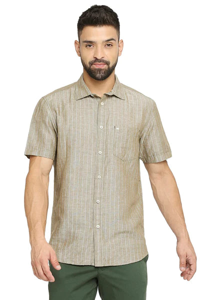 BASICS Mens  OLIVE SLIM SHIRT 23BSH51928 LS