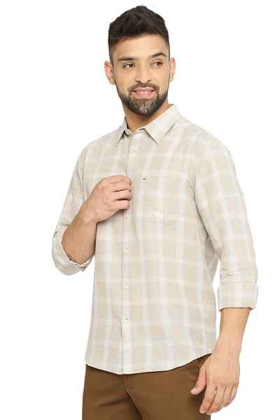 BASICS Mens  BEIGE SLIM SHIRT 23BSH51473 HS