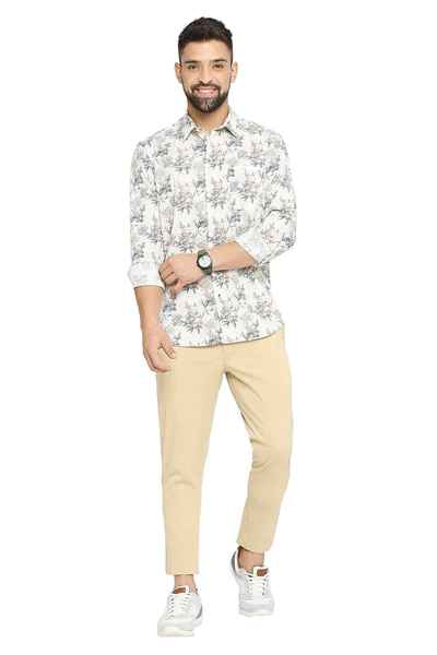 BASICS Mens  BEIGE SLIM SHIRT 23BSH51919 LS