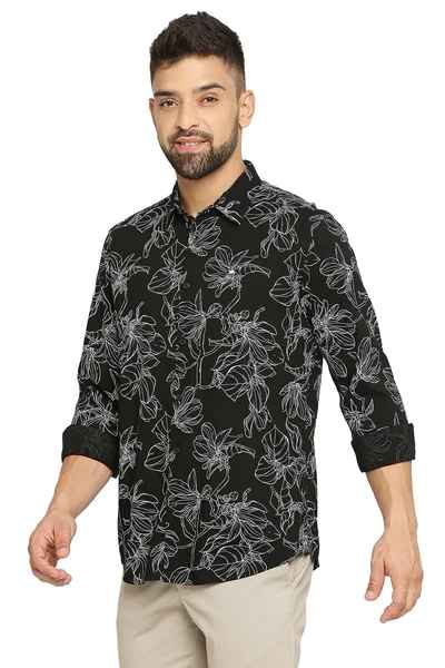 BASICS Mens  BLACK SLIM SHIRT 23BSH51824 LS