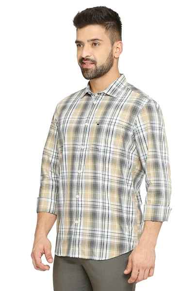 BASICS Mens  BEIGE SLIM SHIRT 23BSH51675 LS