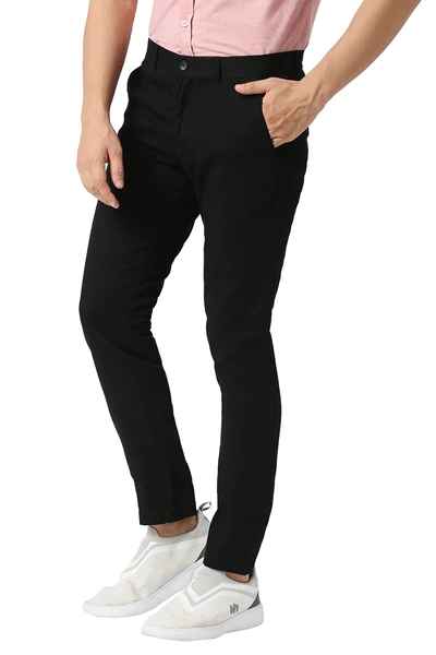 BASICS Mens  BLACK TAPERED TROUSER 23BTR51390 FF