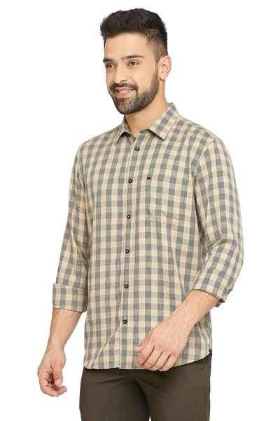 BASICS Mens  BEIGE SLIM SHIRT 23BSH51531 LS