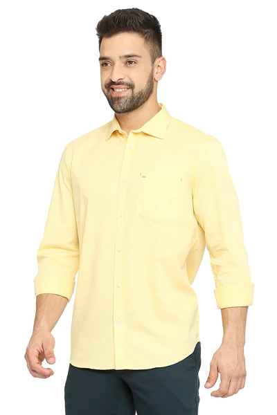 BASICS Mens  YELLOW SLIM SHIRT 23BSH51693 LS